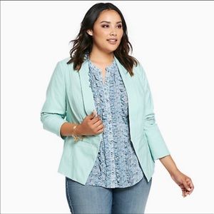 Torrid size 0 (L) cutaway mint green blazer